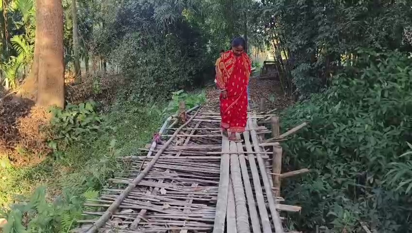 ছড়ার উপরে নেই স্থায়ী কোন সেতু , জীবনের ঝুঁকি নিয়ে সাঁকো পারাপার করতে হচ্ছে গ্রামবাসীদের